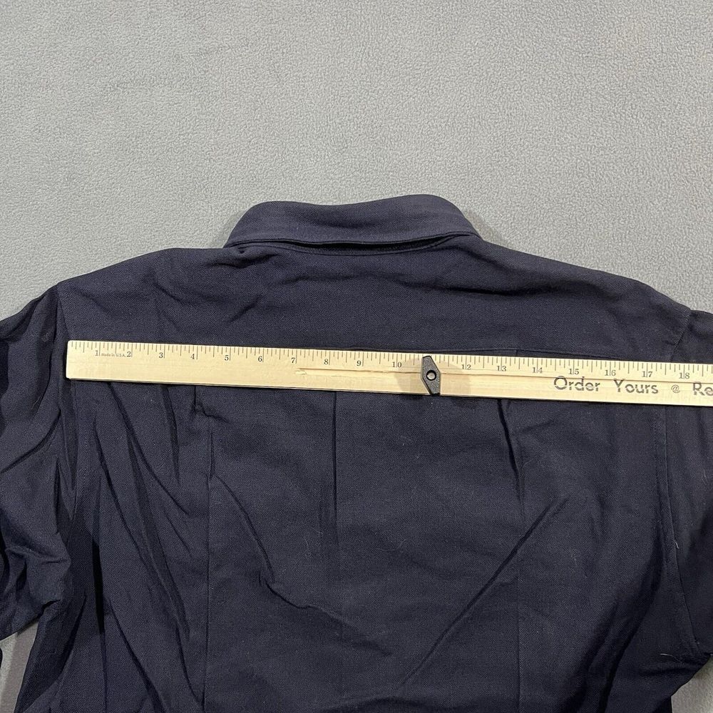 1950s Pendleton Trail Shirt Men 16.5 Navy Blue Virgin Wool Elbow Patches Pockets - Picture 16 of 16